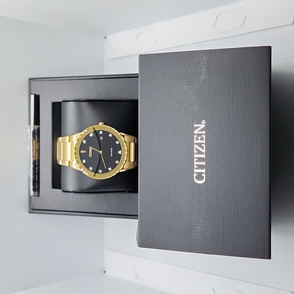 Citizen Eco-Drive Axiom men's dimond accent gold tone 40mm watch